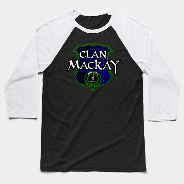 Clan MacKay Surname Scottish Clan Tartan Crest Badge Baseball T-Shirt by Celtic Folk